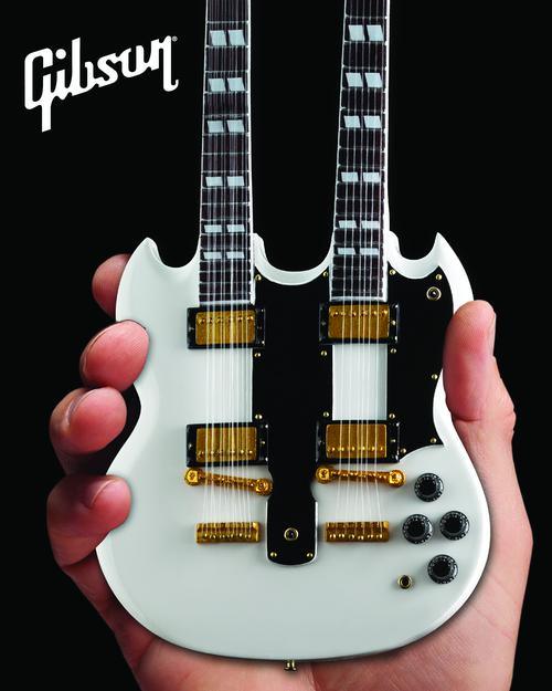 Gibson SG Eds-1275 Doubleneck White Mini Guitar Replica - Image 8