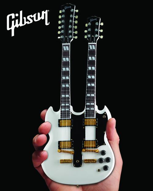 Gibson SG Eds-1275 Doubleneck White Mini Guitar Replica - Image 9