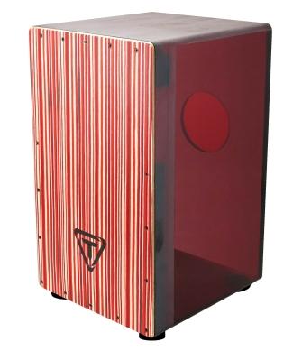 29 Series Cherry Red Acrylic Cajon – Black Makah Burl Front Plate