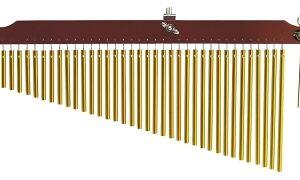 36 Gold Chimes With Brown Finish Wood Bar
