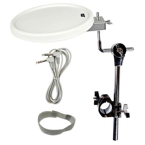 KAT 11-inch White Dual Pad With Tom Arm, Clamp, 8-foot Cable, And Velcro Tie - Image 2