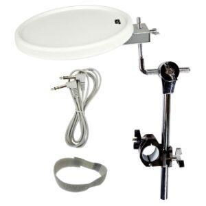 KAT 11-inch White Dual Pad With Tom Arm, Clamp, 8-foot Cable, And Velcro Tie