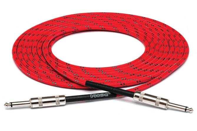 Cloth Guitar Cable, Hosa Straight to Same, 18 ft, Red/Green