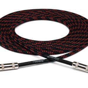 Cloth Guitar Cable, Hosa Straight to Same, 18 ft, Black/Red