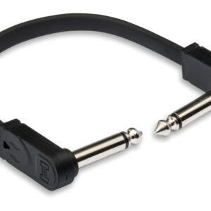 Flat Guitar Patch Cable, Molded Low-Profile Right-Angle to Same, 6 in.