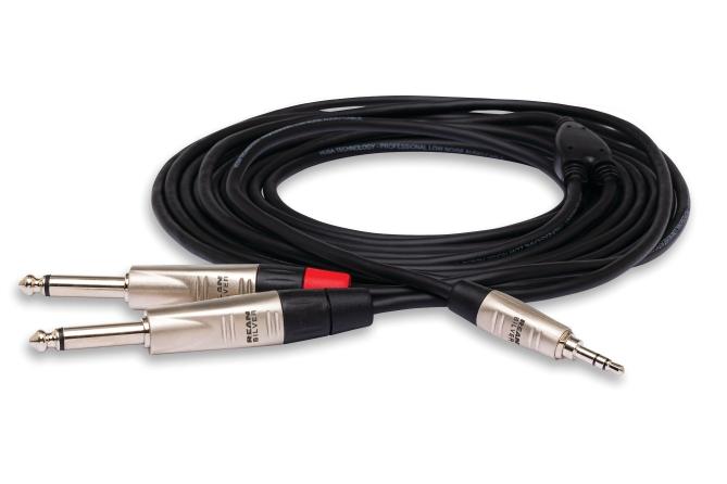 Pro Stereo Breakout, REAN 3.5 mm TRS to Dual 1/4 in. TS, 10 ft.