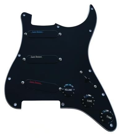 Lace Sensor Blue/Silver/Red S/S/S Loaded Pickguard – 3-Ply – Black