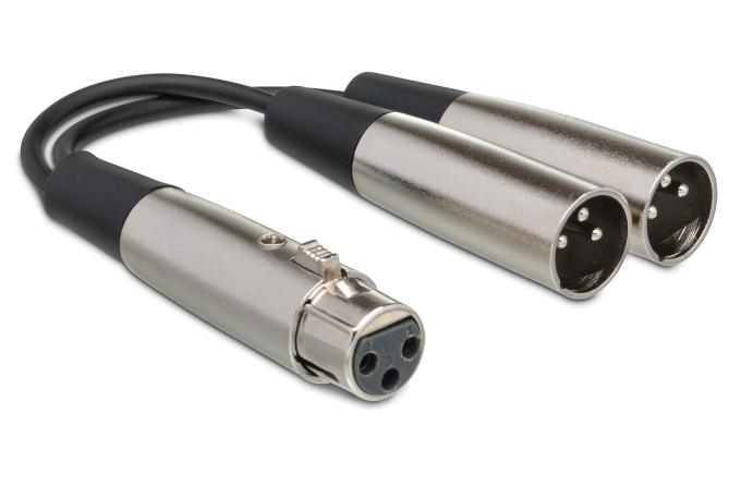Y Cable, XLR3F to Dual XlR3M, 18 in.