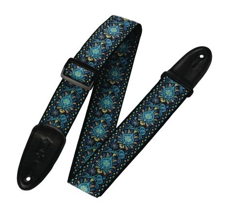 '60s Hootenanny Jacquard Weave Guitar Strap – Blue, Black & Yellow