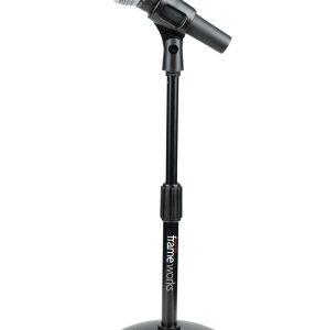 Desktop Microphone Stand With Round Weighted Base & Adjustable Height