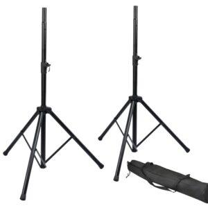 Rok-it Set Of Two (2) Tripod Base Speaker Stands With Adjustable Height Twist Knob, Saf
